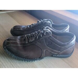 Born Shoes Women Bicycle Toe Lace Up Oxford W6570 Brown Leather Square Size  6.5